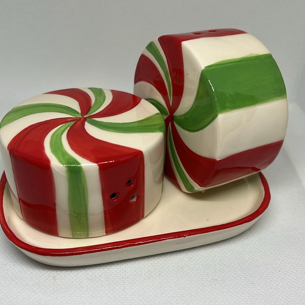 Kirkland’s ceramic peppermint candy salt & pepper set